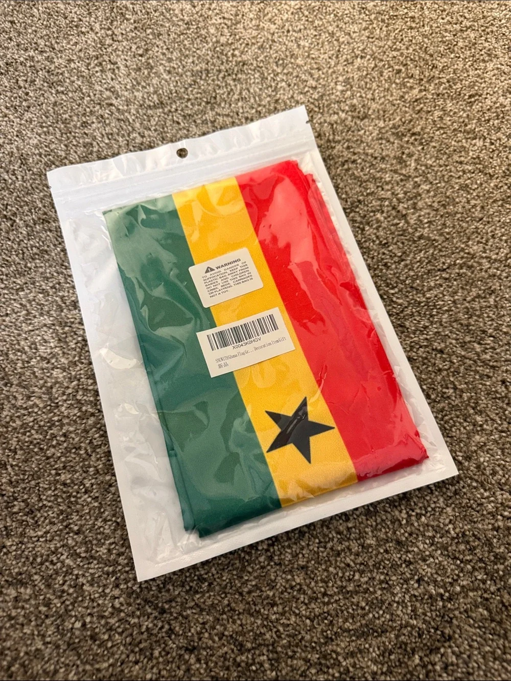 Ghana Satin Graduation Stole in Red, Yellow & Green with Black Star